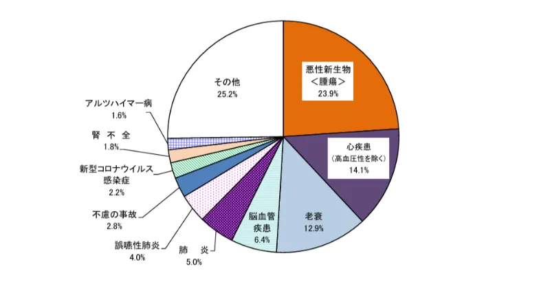 厚生労働省令和6年(2024) 人口動態統計月報年計(概数）より主な死因の構成割合
