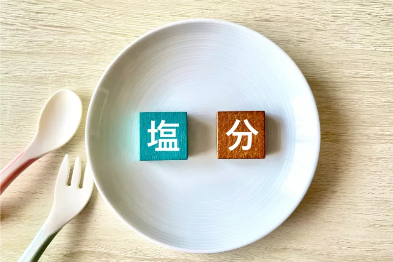 お皿の上に塩分