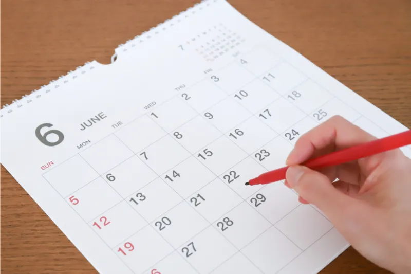 ウォーキングする頻度に丸をつける